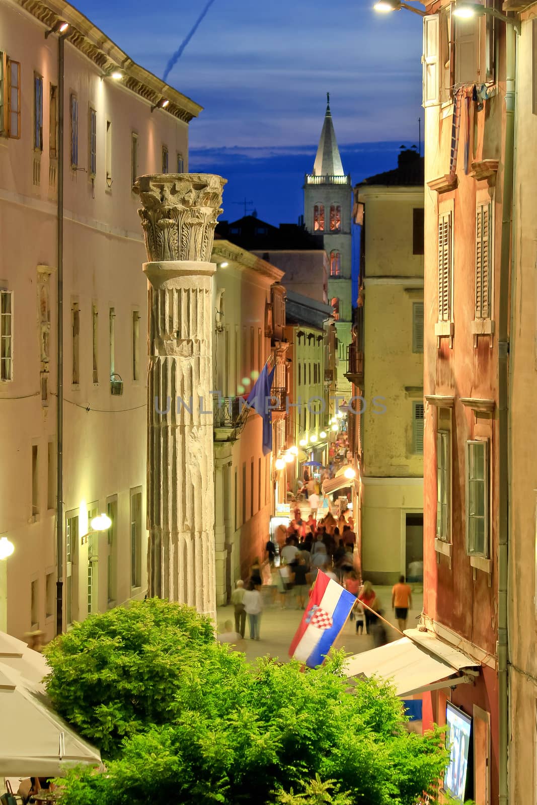 Colorful historic street of Zadar Night view
