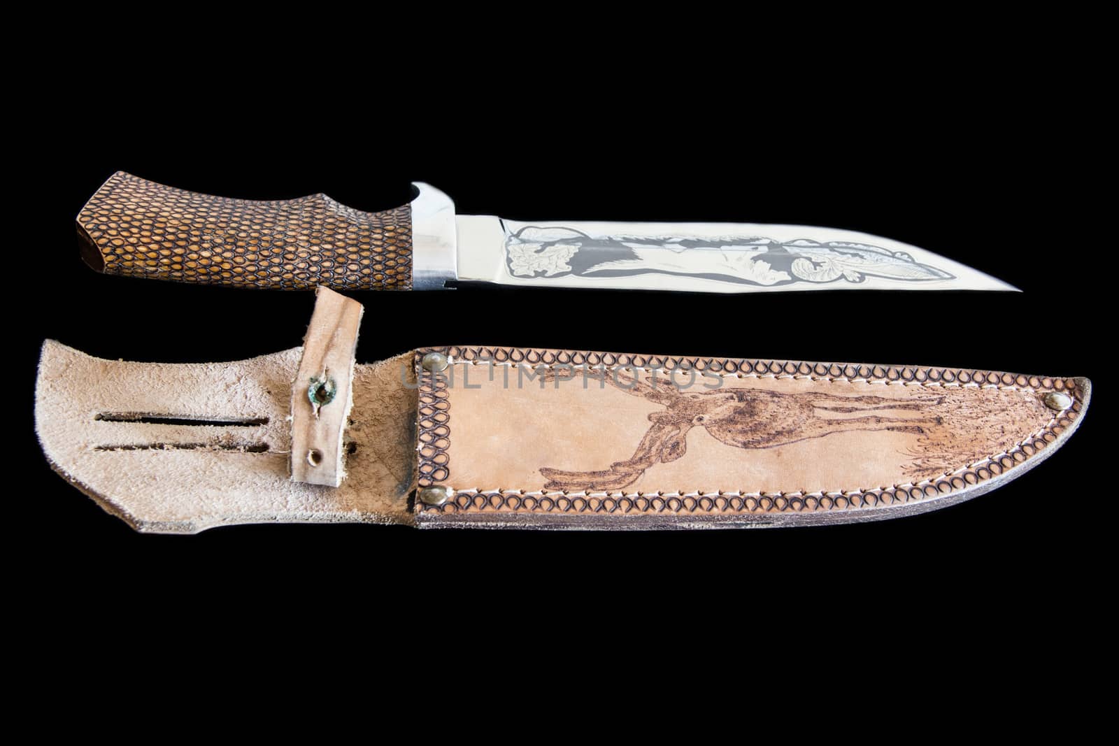 Photo of cold weapon on black background