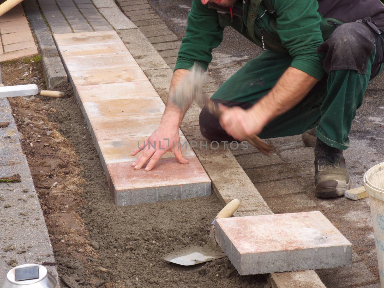 Preparation for paving work for a walkway