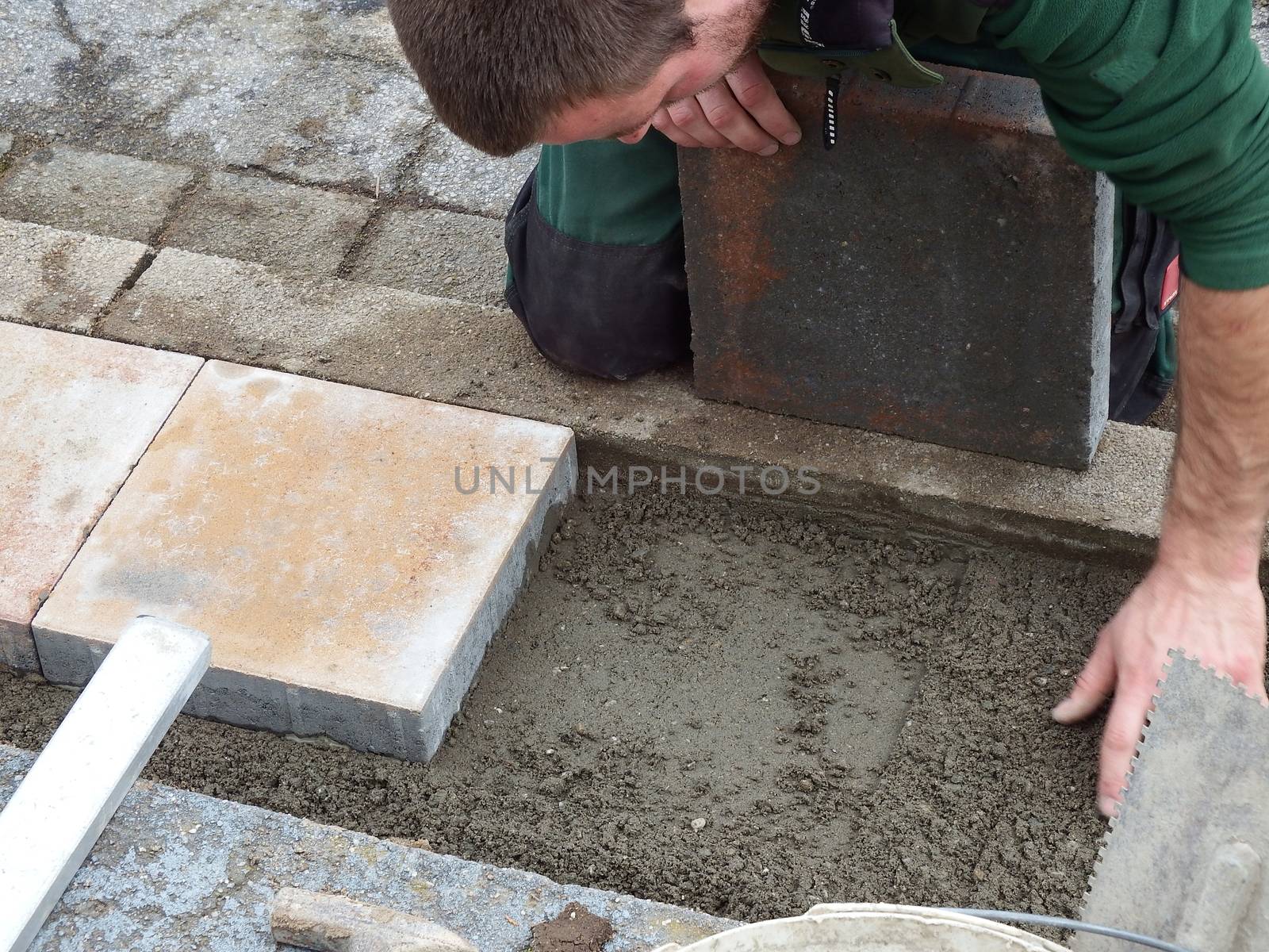 Preparation for paving work for a walkway