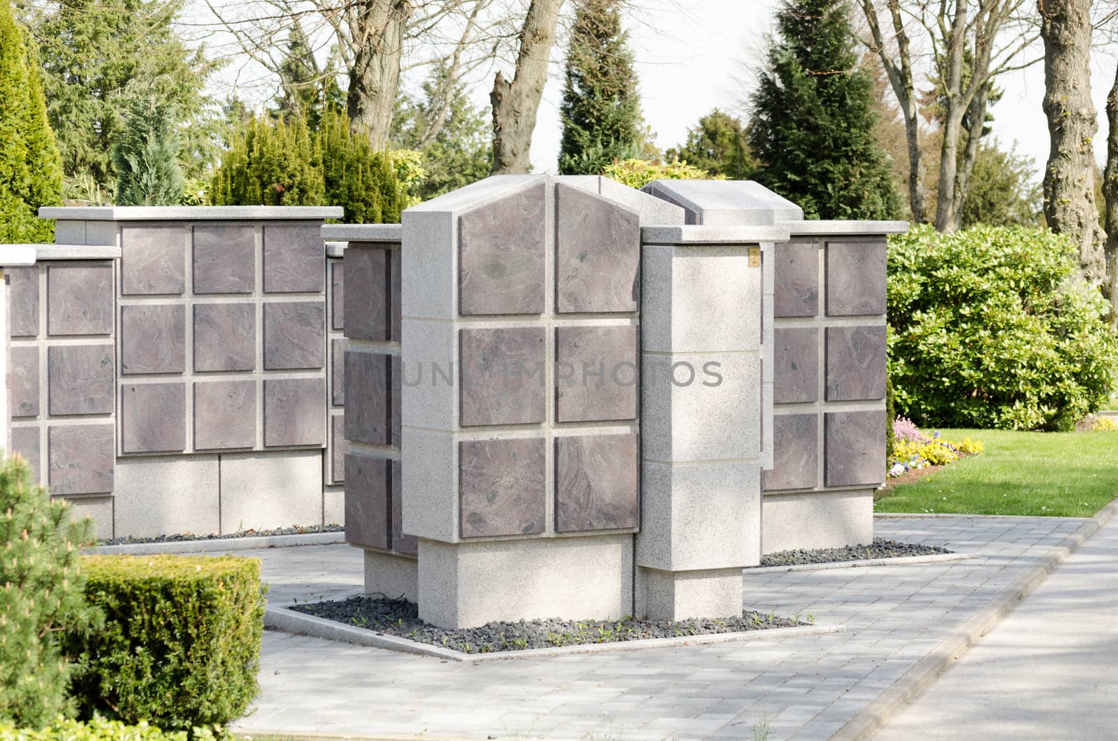 Free urn in a cemetery after construction