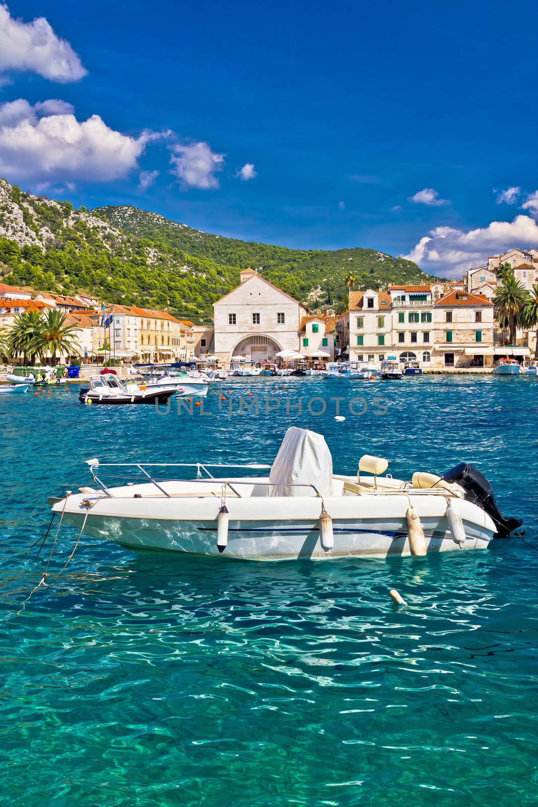 Turquoise Hvar island waterfront view, Dalmatia, Croatia