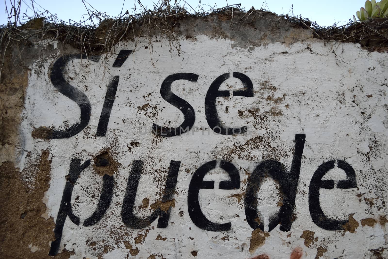 Spanish text painted on a wall: si se puede by ncuisinier