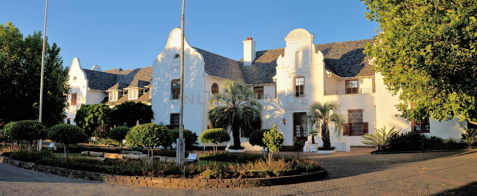 Panorama of Oliewenhuis Art Museum in Bloemfontein, South Africa. Previously official home of State President of South Africa
