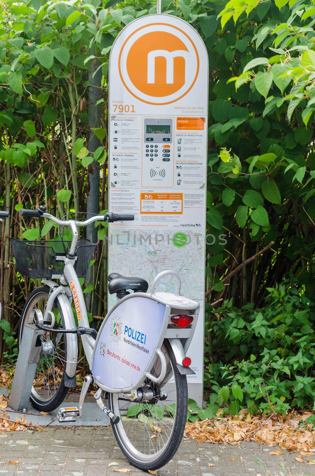 Mülheim Ruhr, Nrw, Germany - September 12, 2014: Bicycle Rental Station in Mülheim an der Ruhr. The stations are located in many cities.