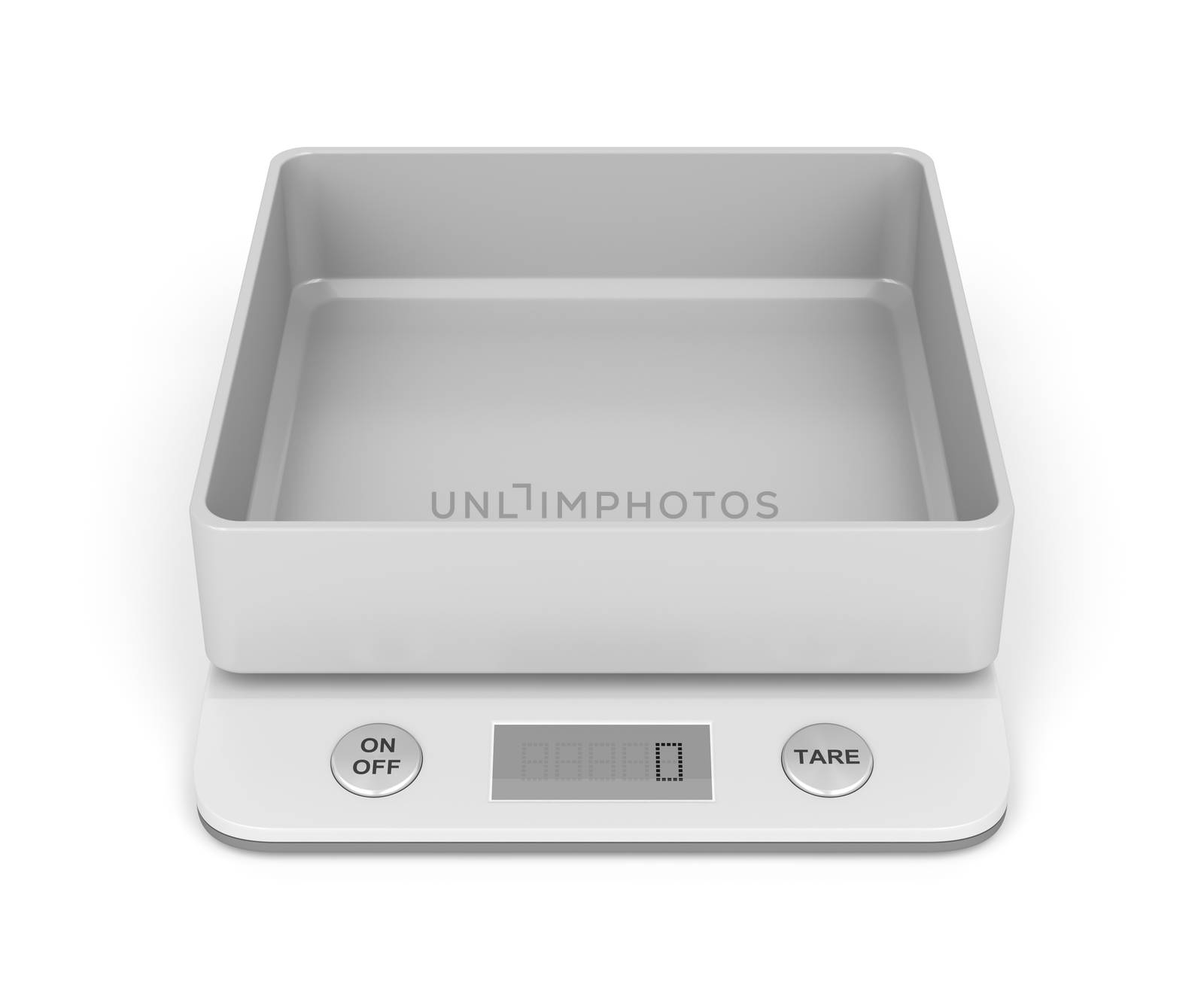Kitchen weight scale on white background
