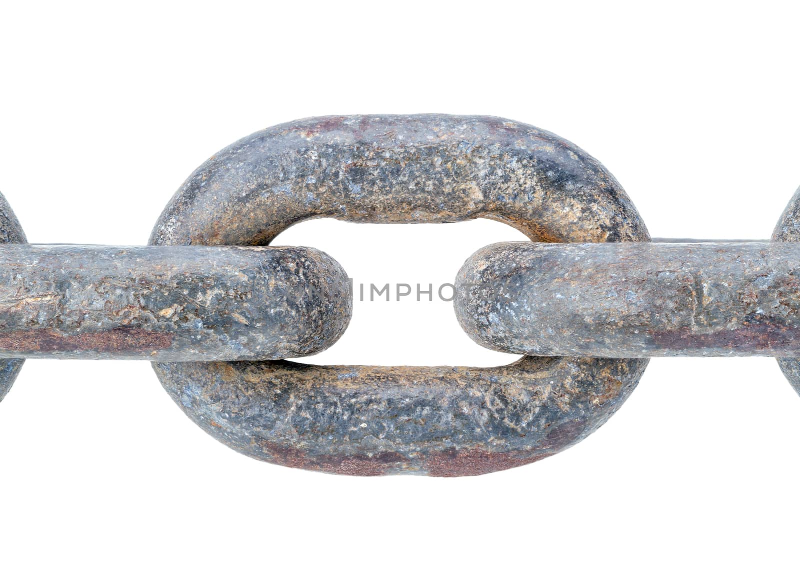 closed up of old rusty chain isolated on white