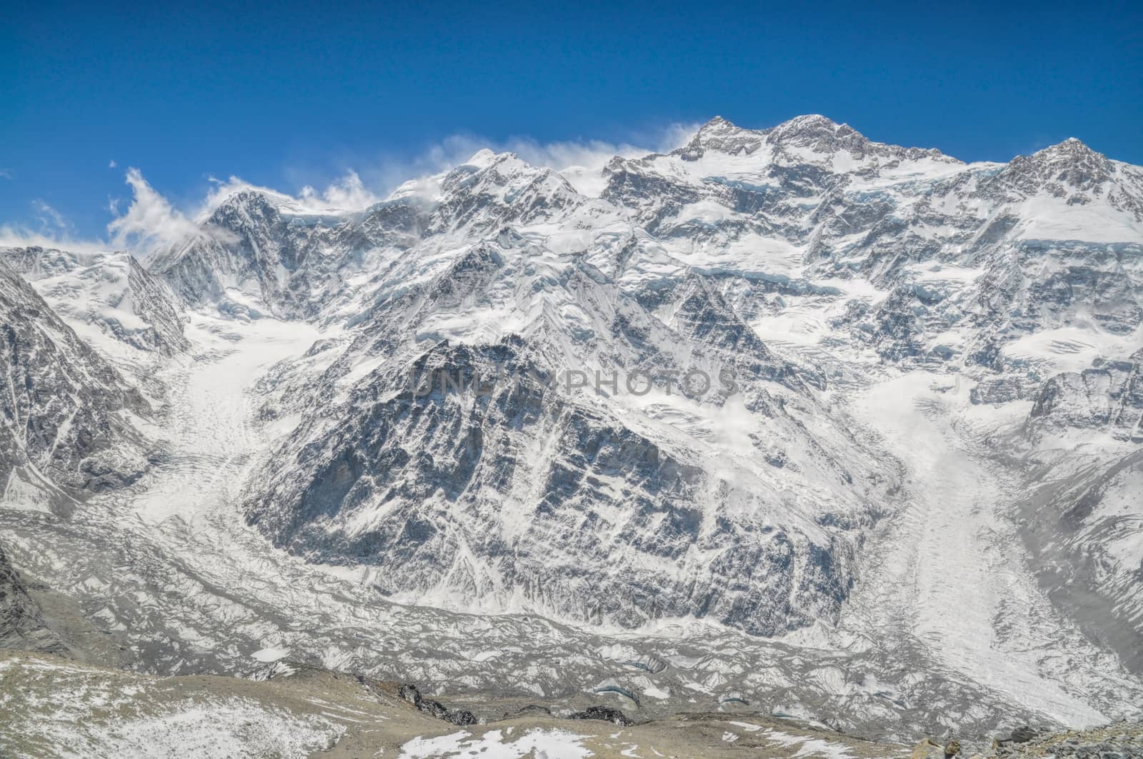 Scenic view of Kangchenjunga mountains in Nepal