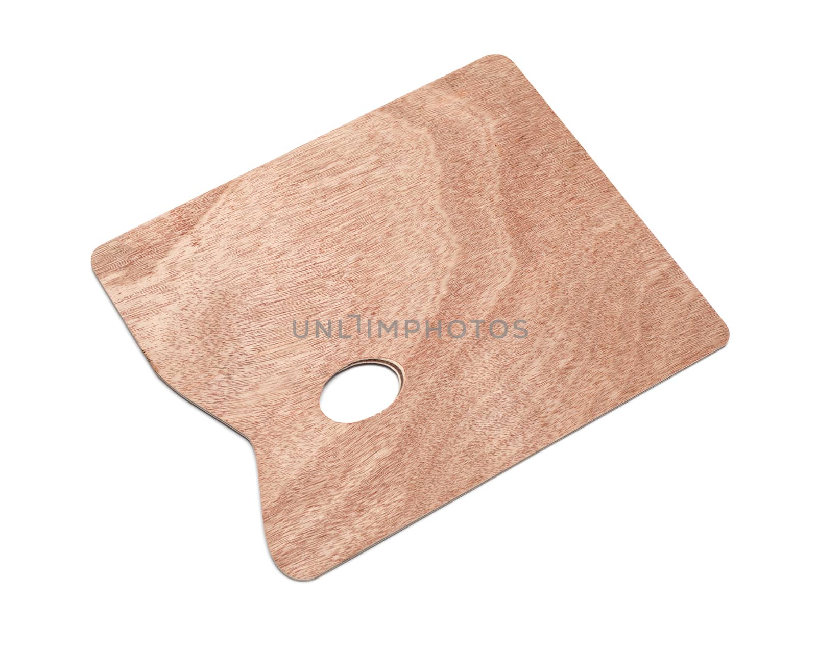 wooden art palette isolated on white background
