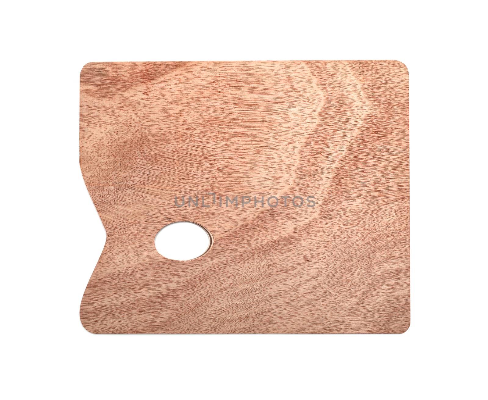 wooden art palette isolated on white background