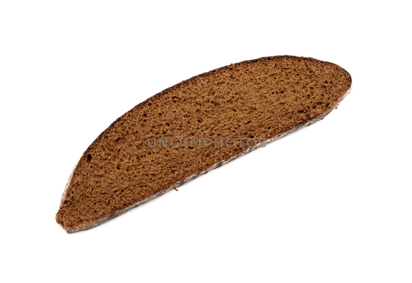 Rye bread slice isolated on white background