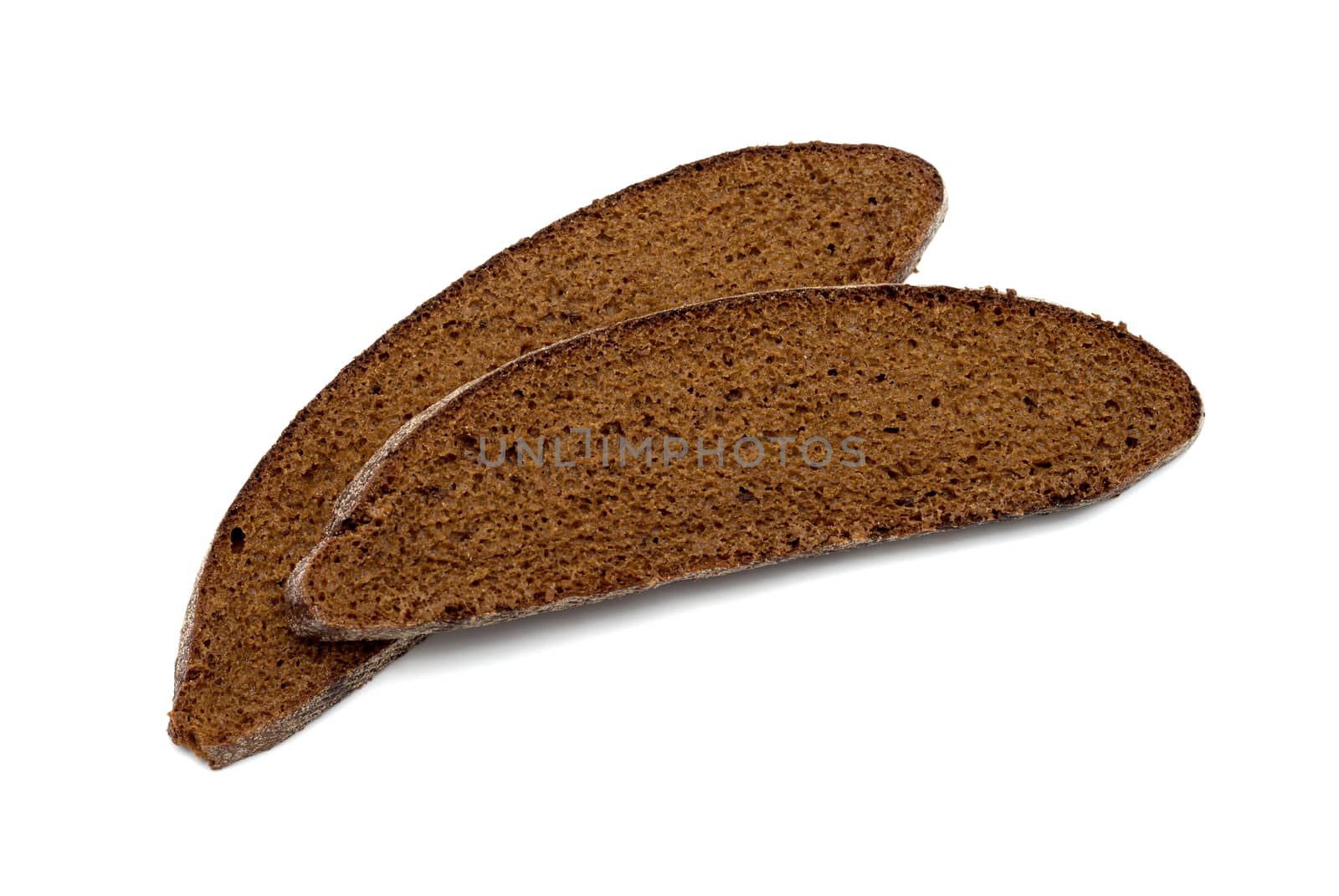 Rye bread slice isolated on white background
