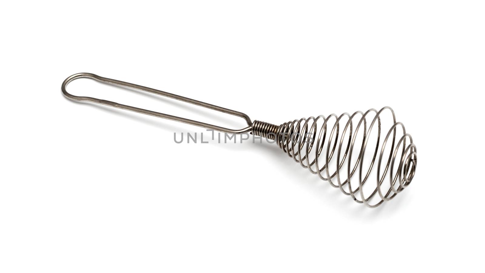 Stainless steel whisk isolated on white background
