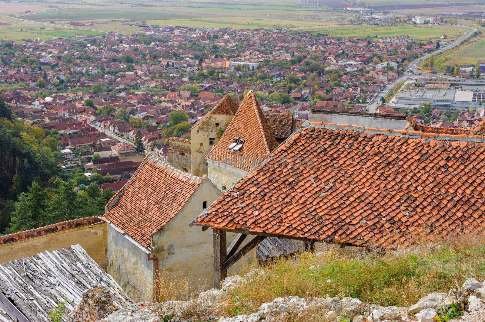 View of Rasnov from fortress. Transylvania, Brasov, Romania by starush