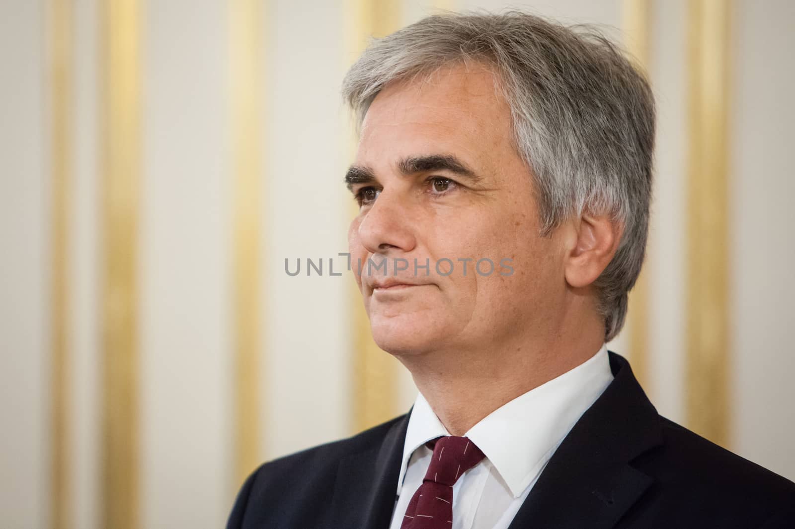 KIEV, UKRAINE - Oct 1, 2014: Austrian Chancellor Werner Faymann during a meeting with the President of Ukraine Petro Poroshenko