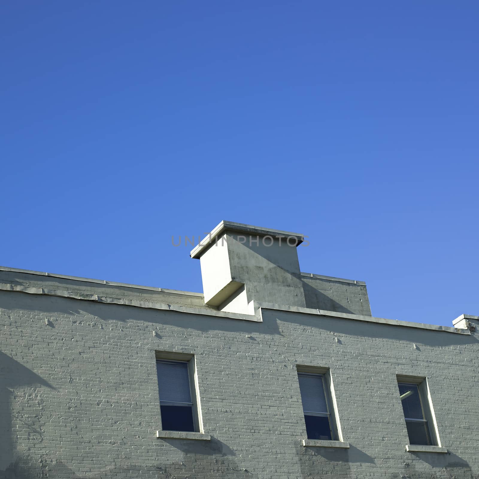 Old brick building and blue sky
