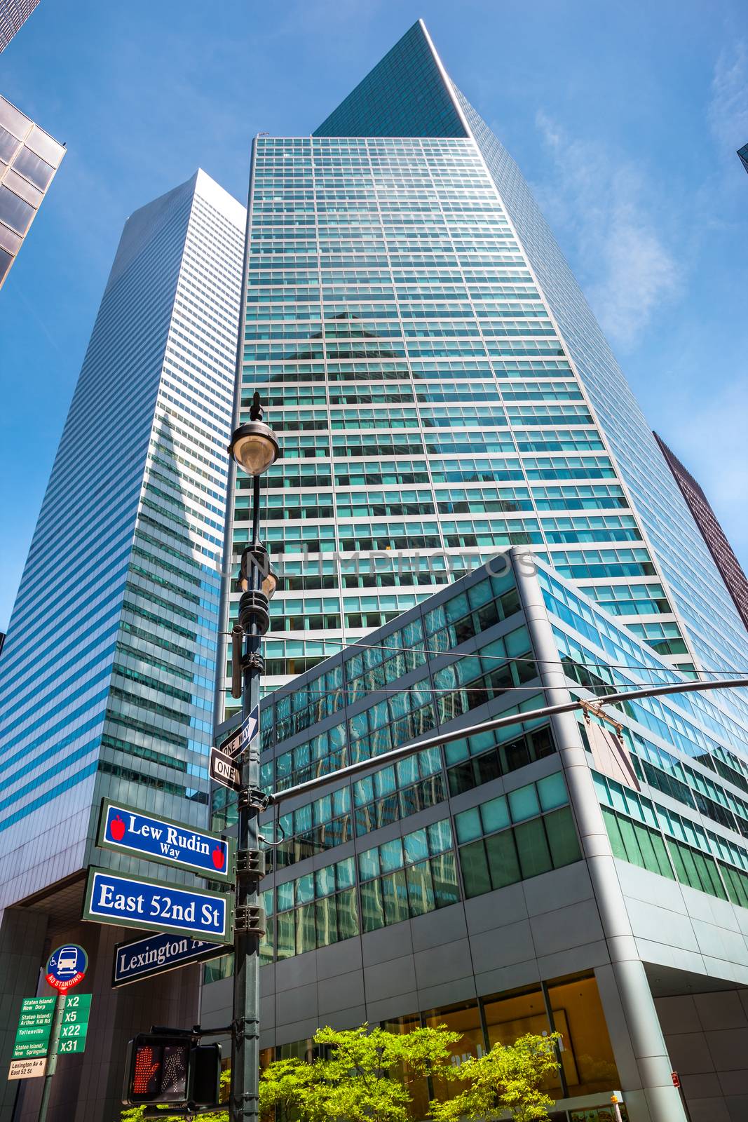 NEW YORK, USA - Jun 01, 2014: Manhattan modern architecture. Manhattan is the most densely populated of the five boroughs of New York City