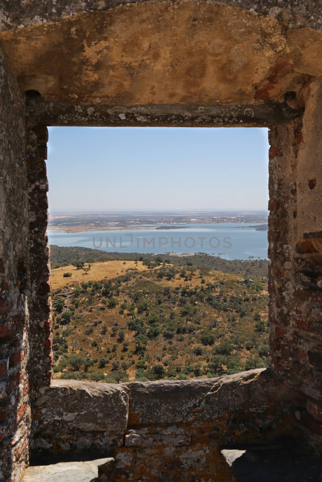 The Medieval Fortress of Monsaraz with the typical white narrow streets
