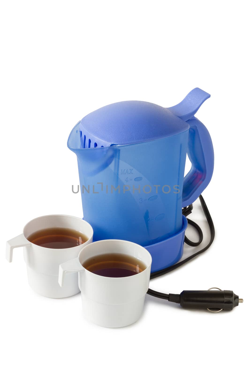 Car electric teapot isolated on white background