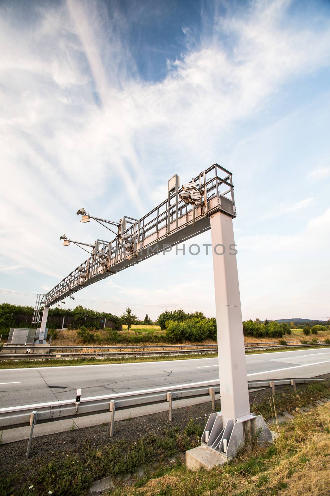 Toll gate on a highway