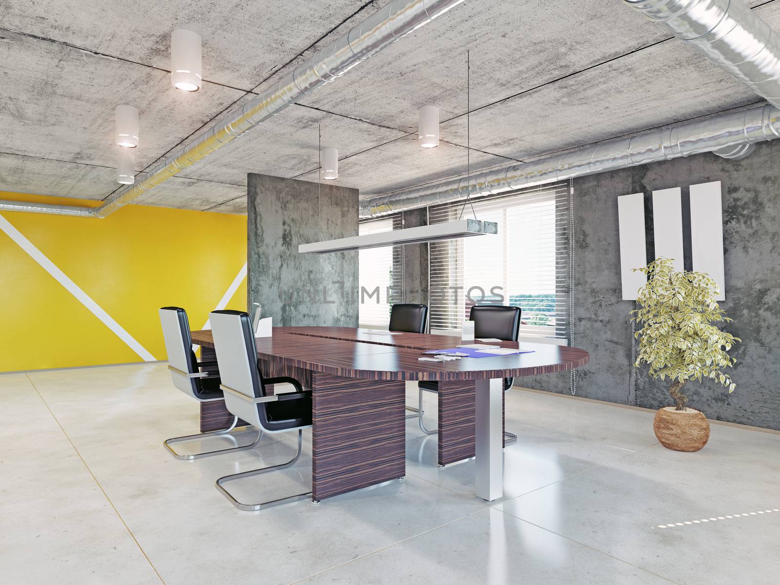 modern office interior. 3d design concept 