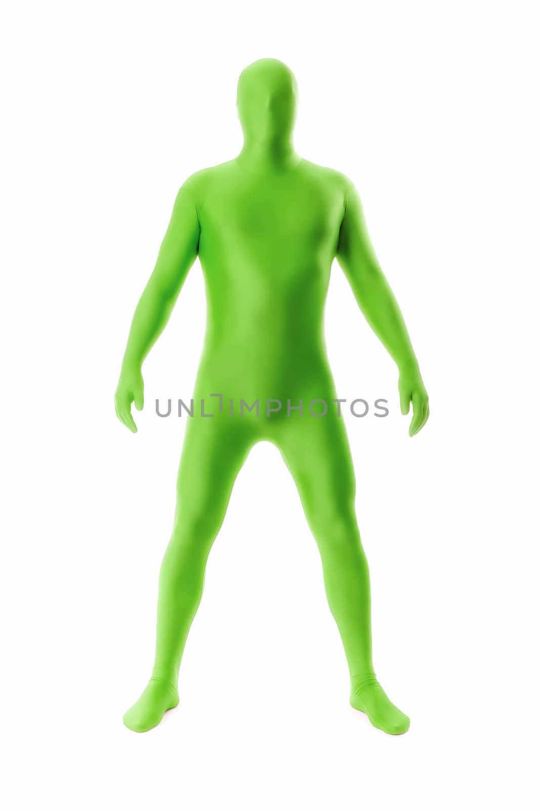 man in a green body suit by magann