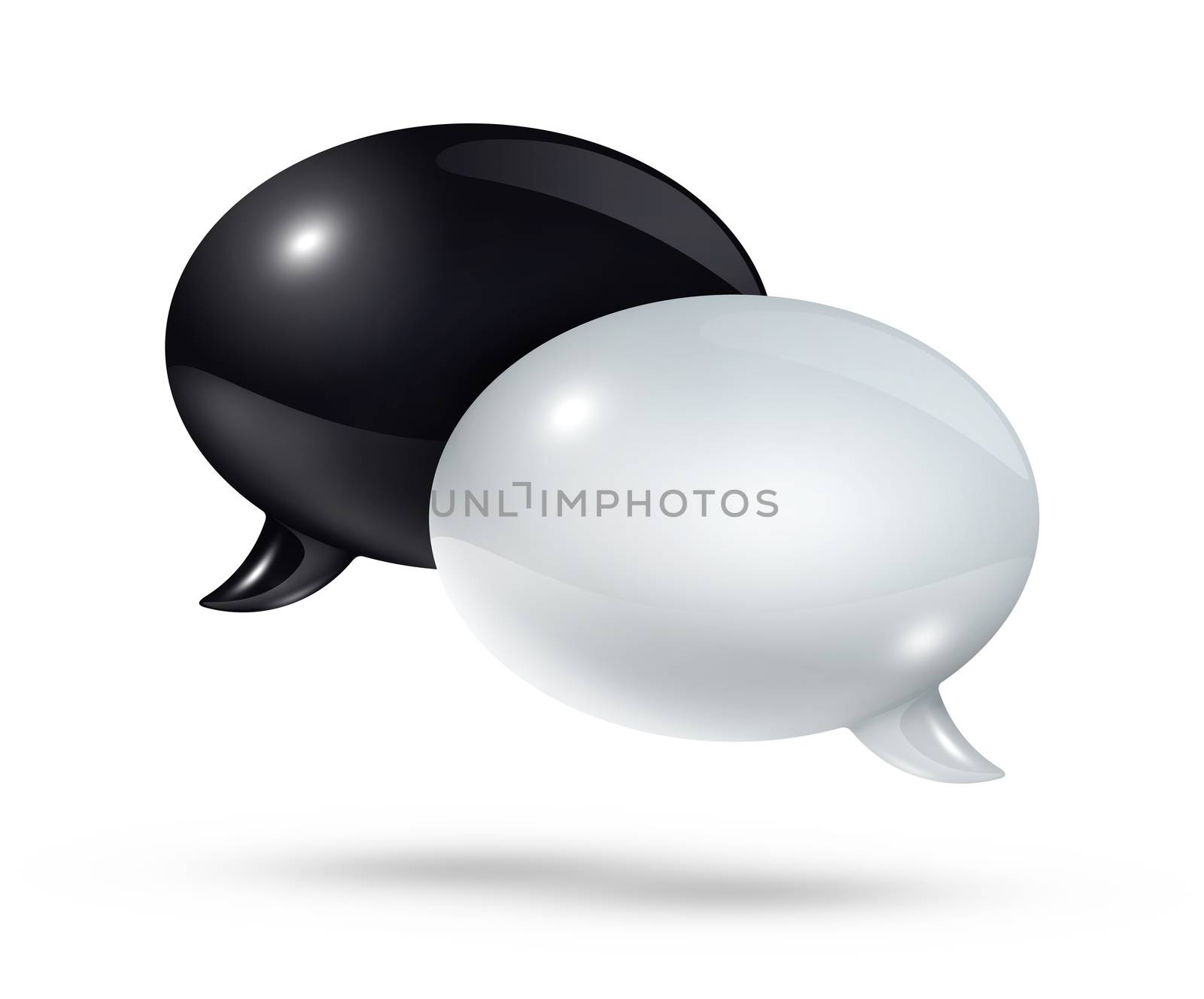 3D black and white speech bubbles isolated on white