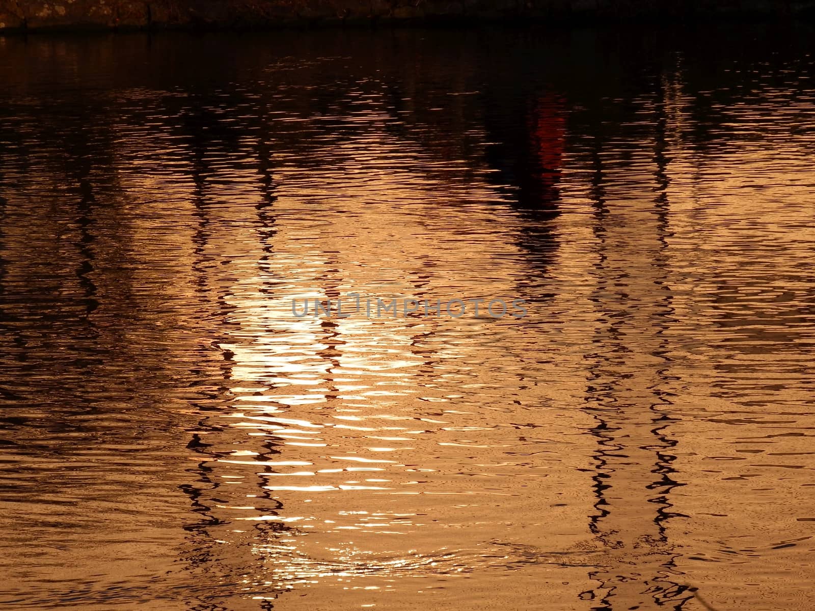 Reflection on a water surface in the evening sun.