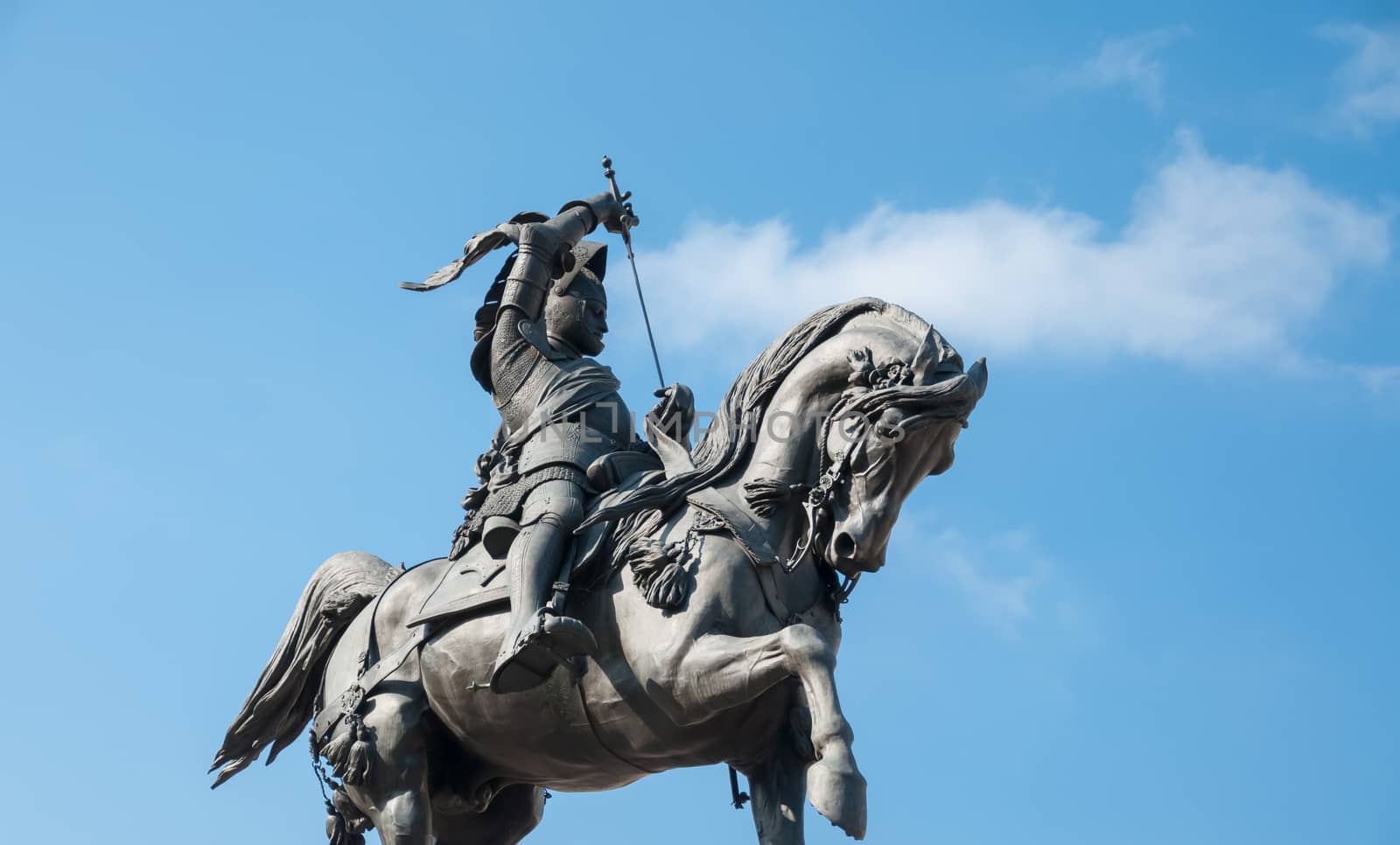 Caval ��d Bronz in a beautiful perspective in a sunny day in Turin, Italy