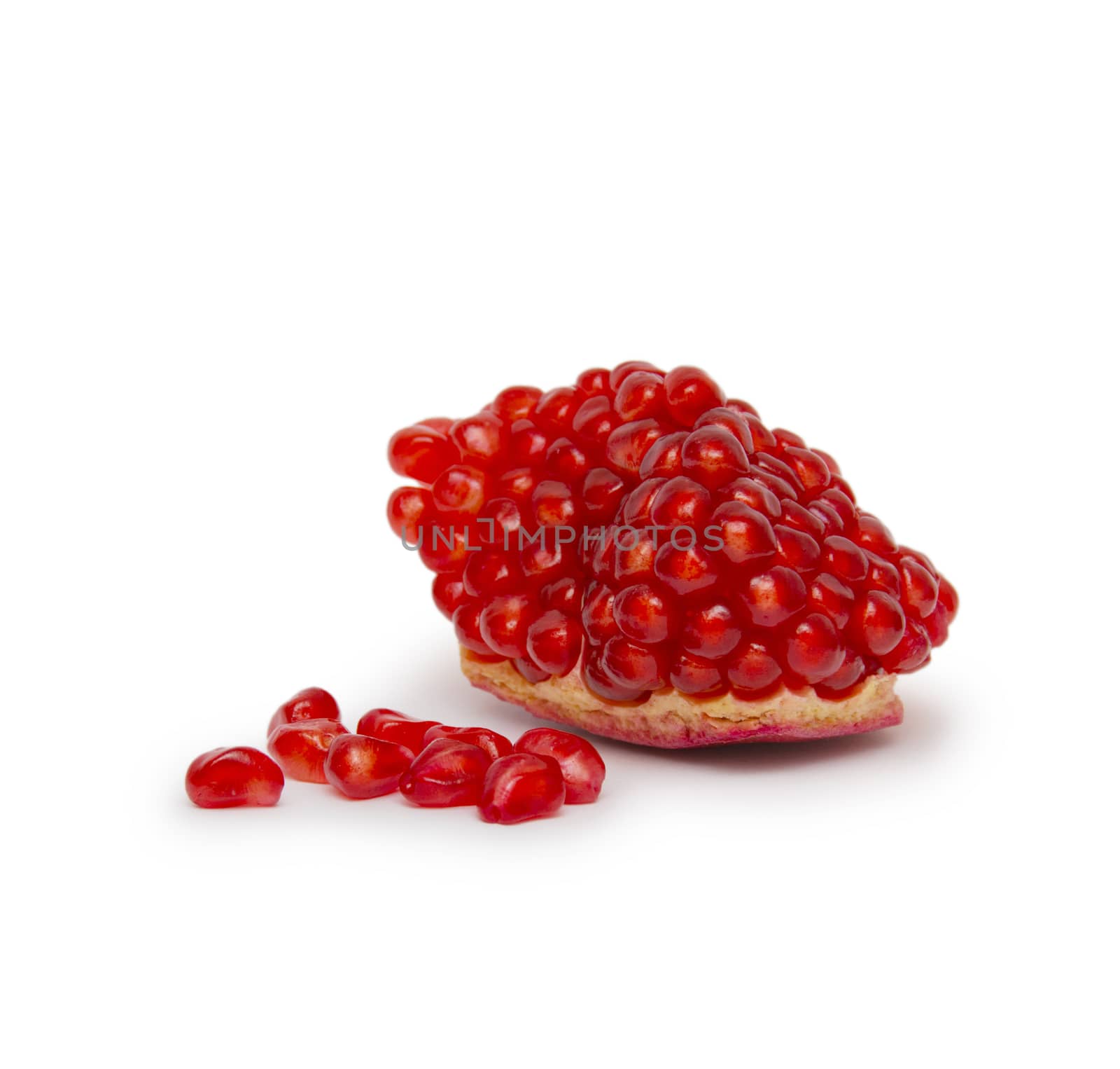 Ripe pomegranate fruit isolated on white background cutout