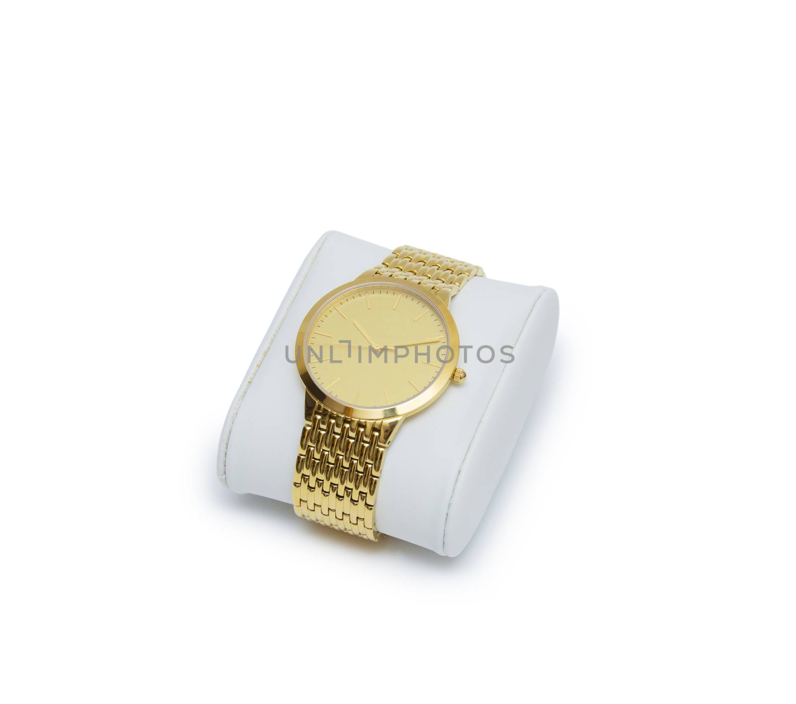 golden modern wrist watch isolated