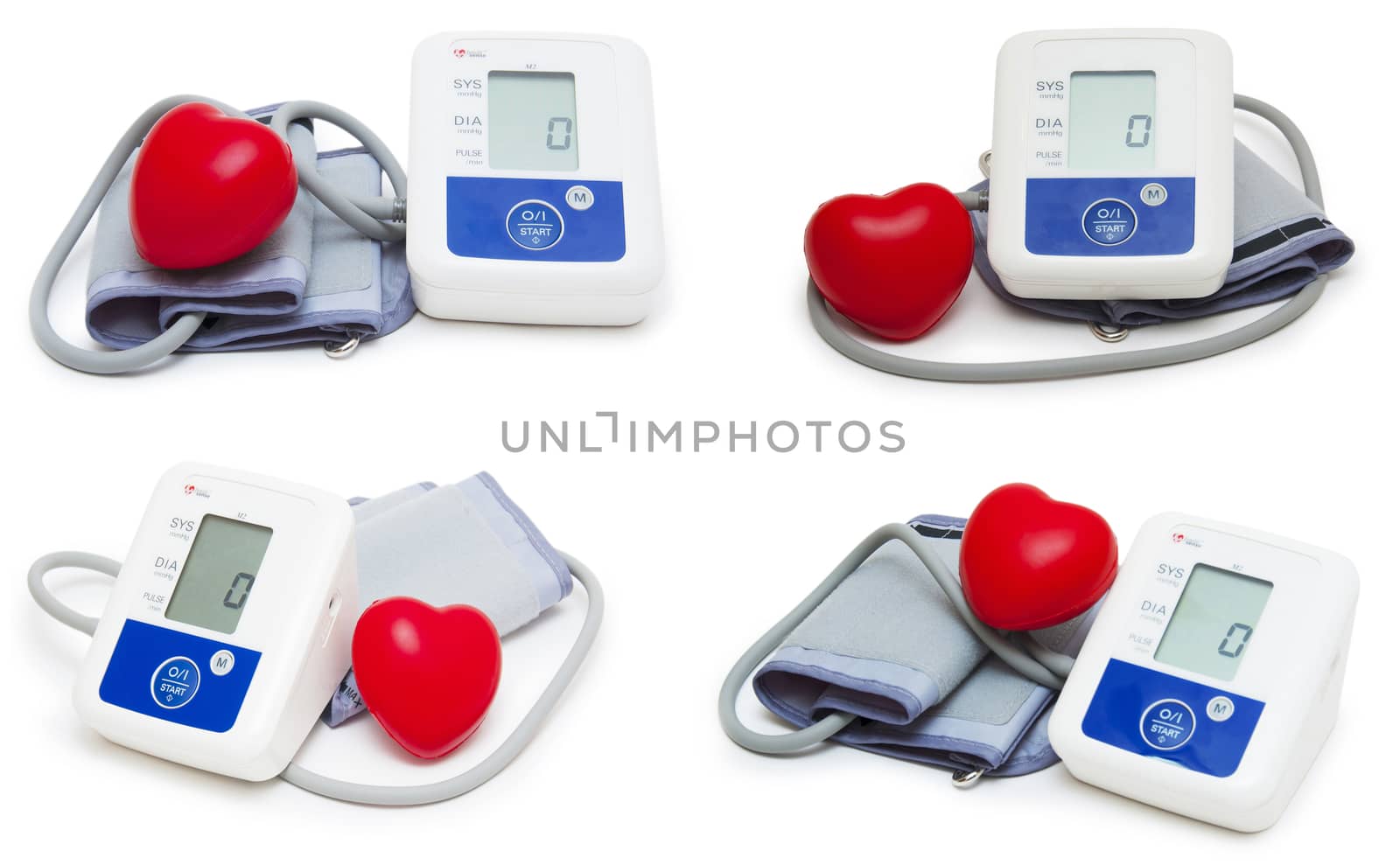 digital blood pressure meter collection isolated on white by cocoo
