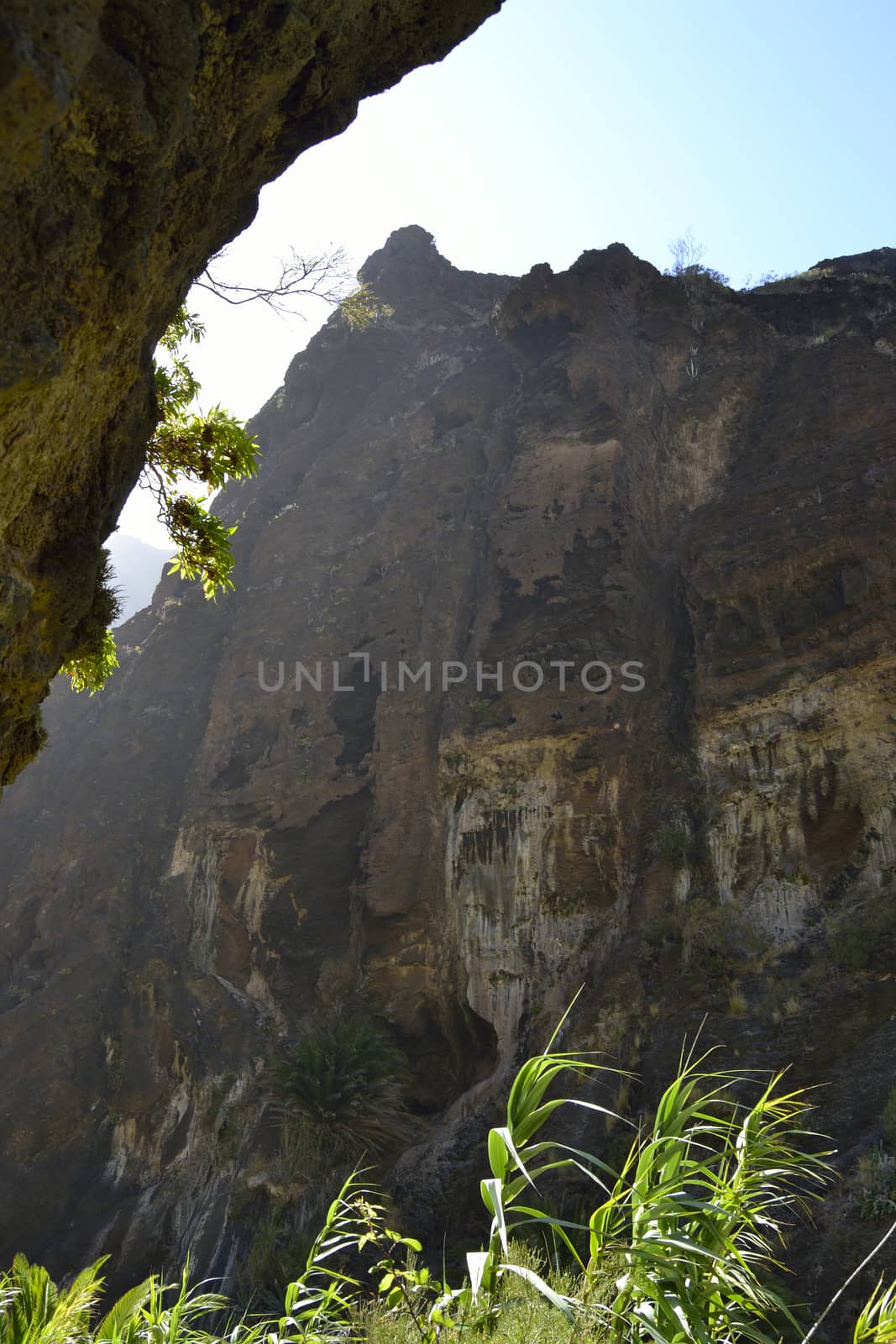 walk throuh the Masca canyon, Tenerife, Spain. beautiful and steep gorge.