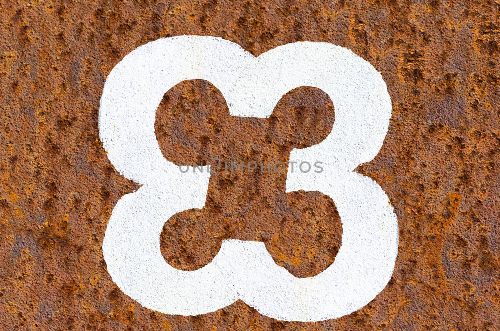 Rusty iron background with figure in white color by JFsPic