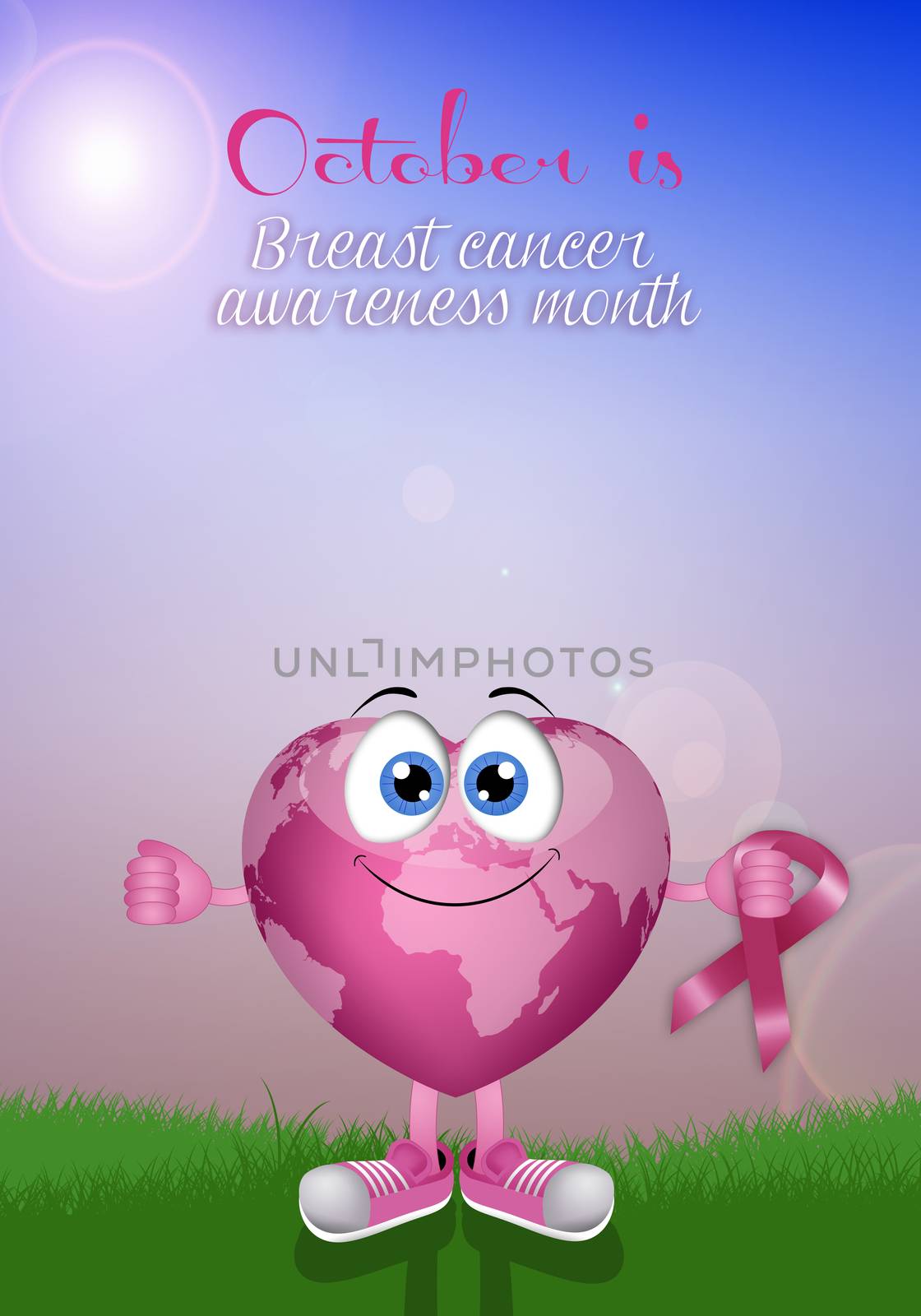 Pink globe for breast cancer