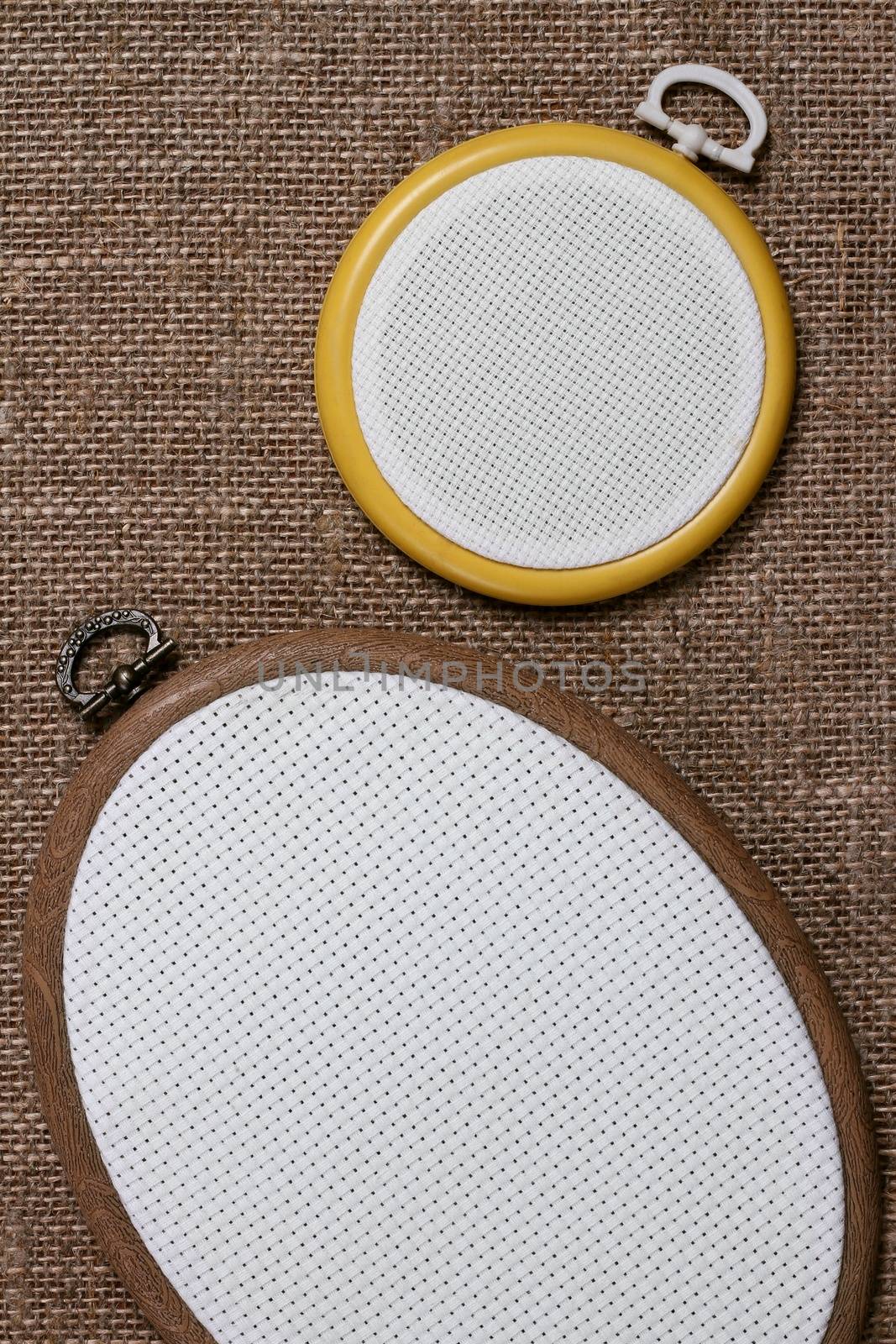 Round and oval tambour for cross stitch on sacking