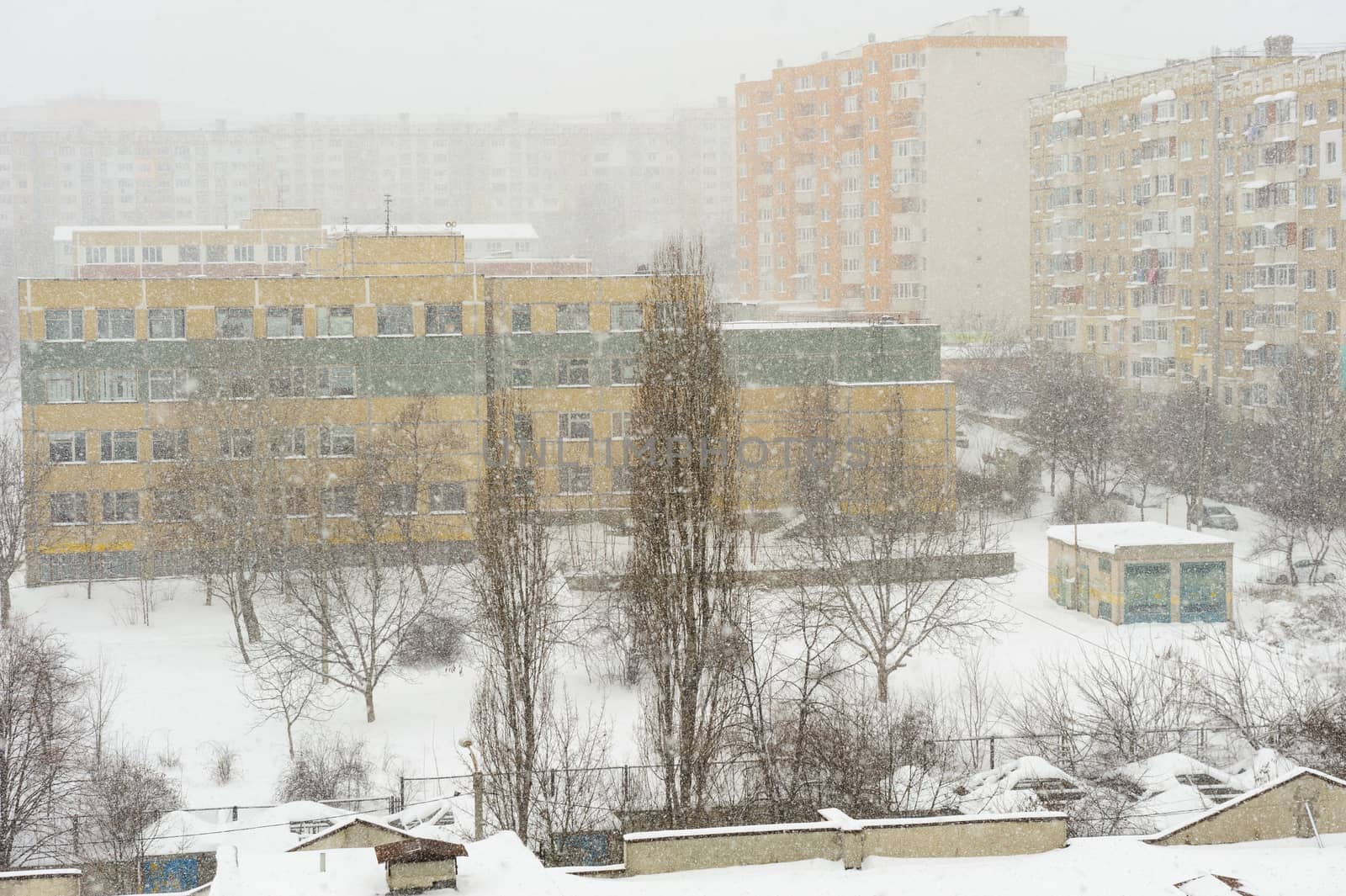 Heaviest snowstorm in city, almost zero visibility
