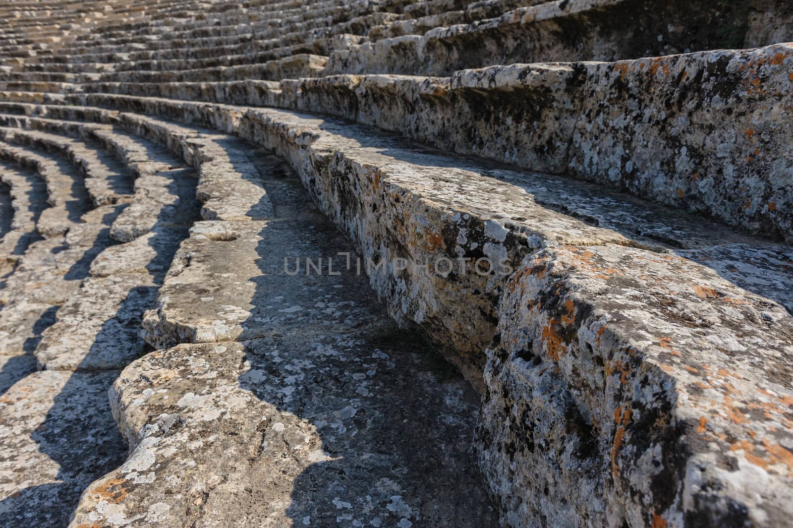 Ruins of theater in ancient Hierapolis, now Pamukkale, Turkey