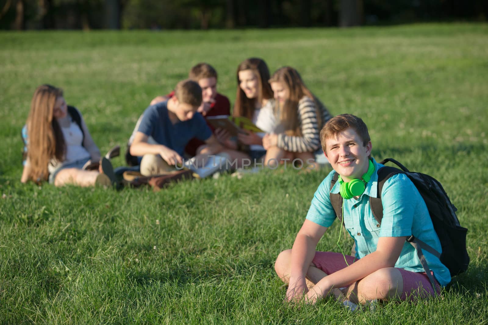 Handsome Teen with Backpack by Creatista