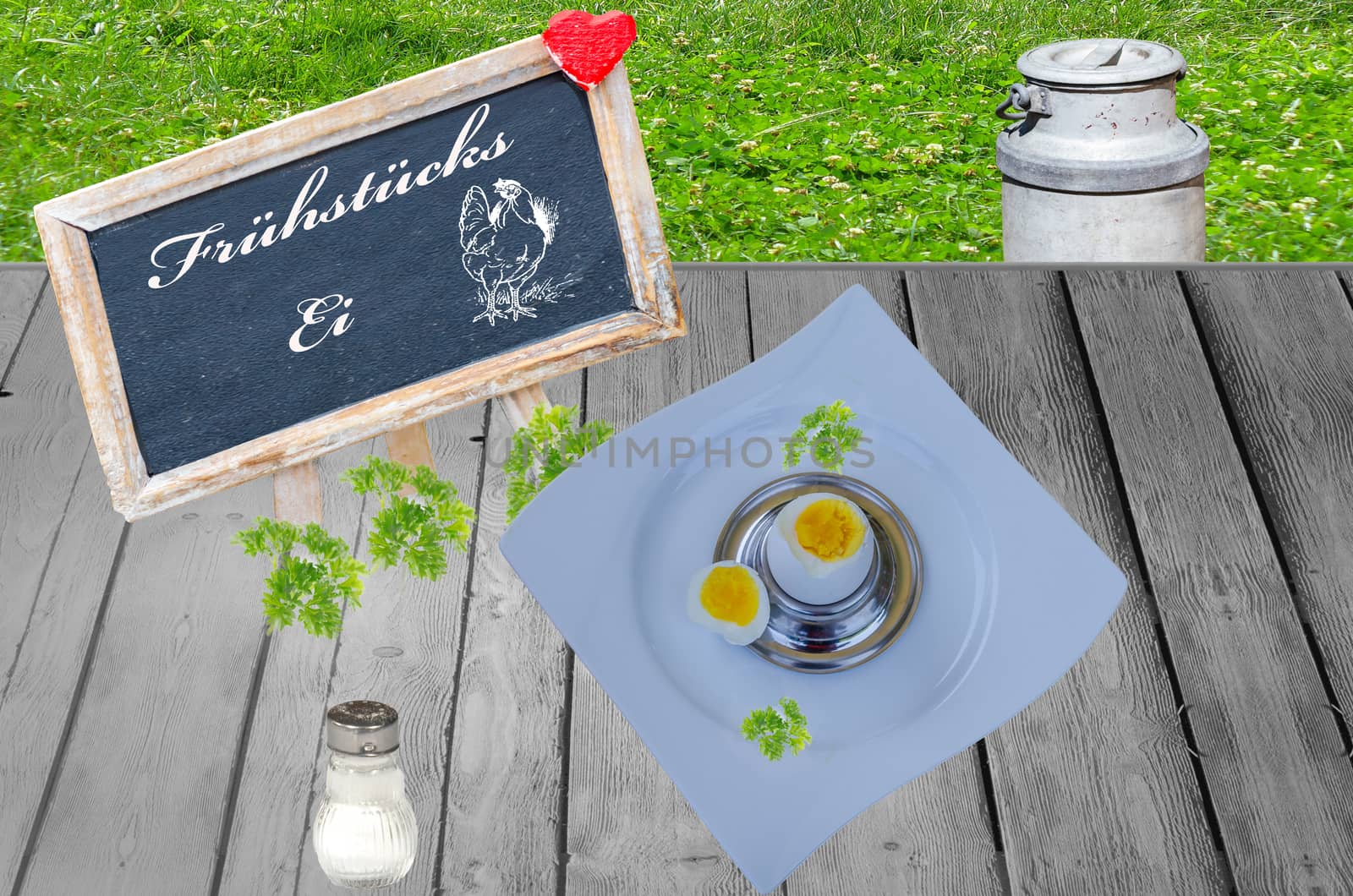 Breakfast egg and board with inscription by JFsPic