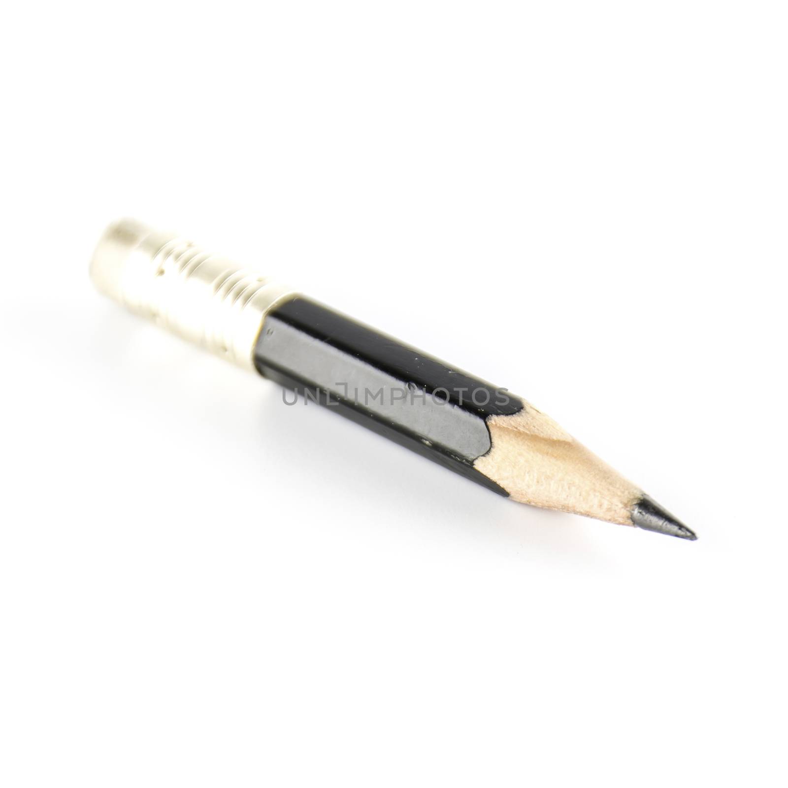 short black pencil on a white background