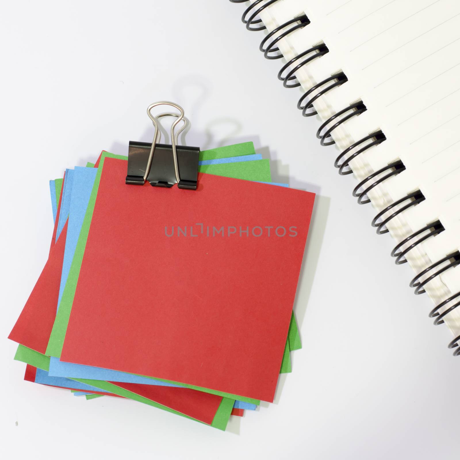 group of colorful paper note with notebook