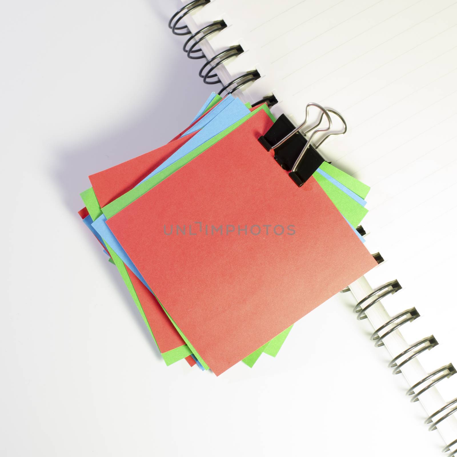 group of colorful paper note with notebook