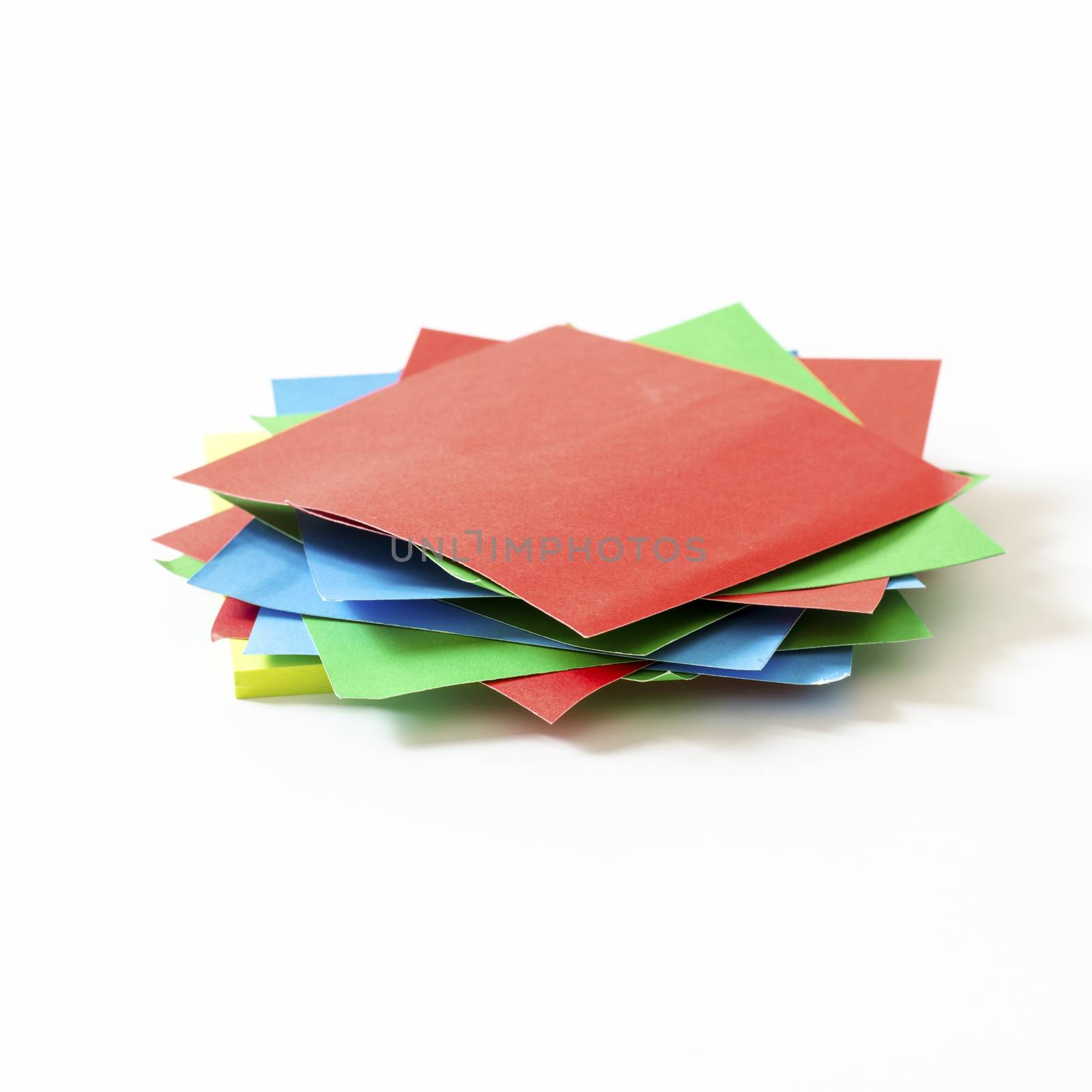 group of colorful paper note on a white background