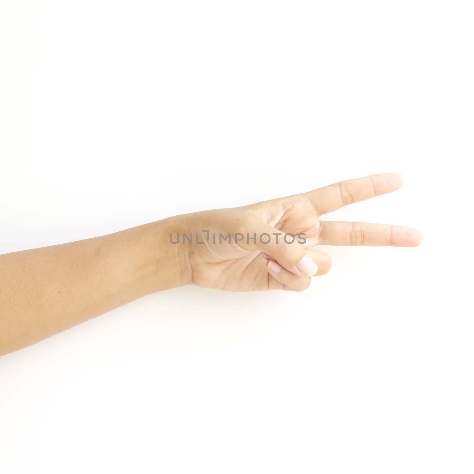 asia woman  hands hold sign on a white background