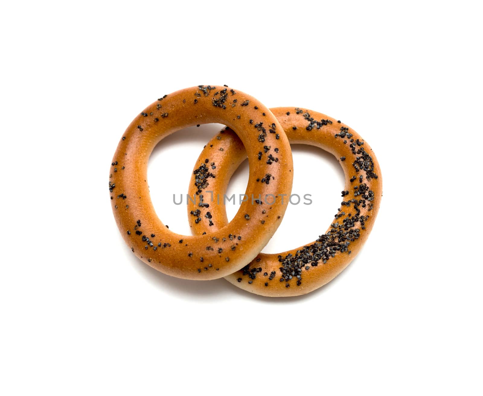 bagels with poppy seeds on a white background