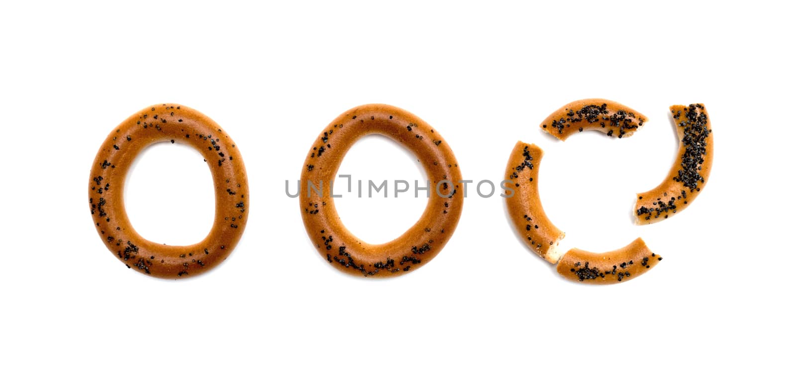 bagels with poppy seeds on a white background