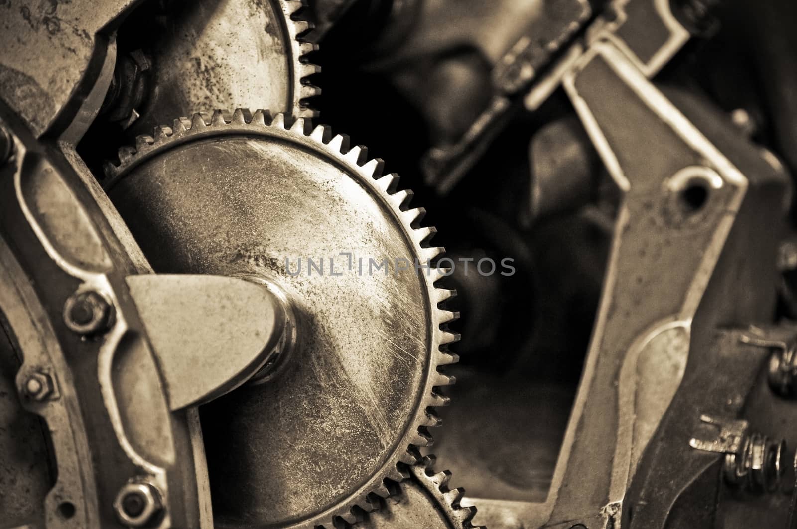 vintage machine cogwheels with shallow d.o.f
