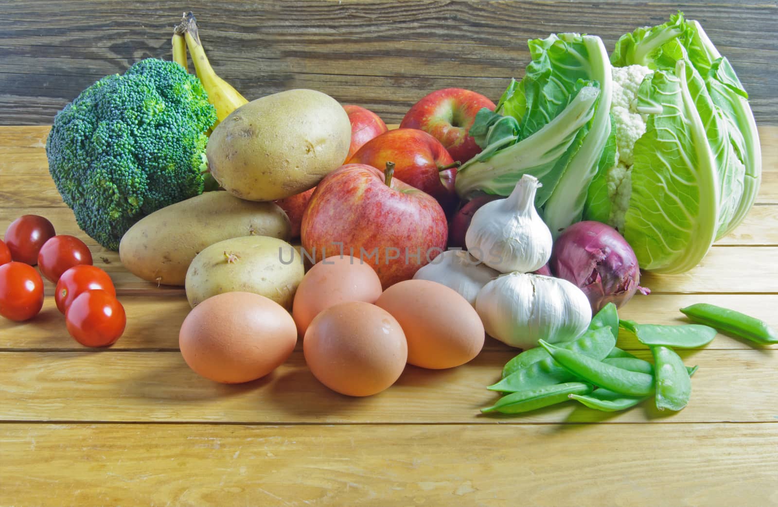 Fresh organic produce including fruits and vegetables