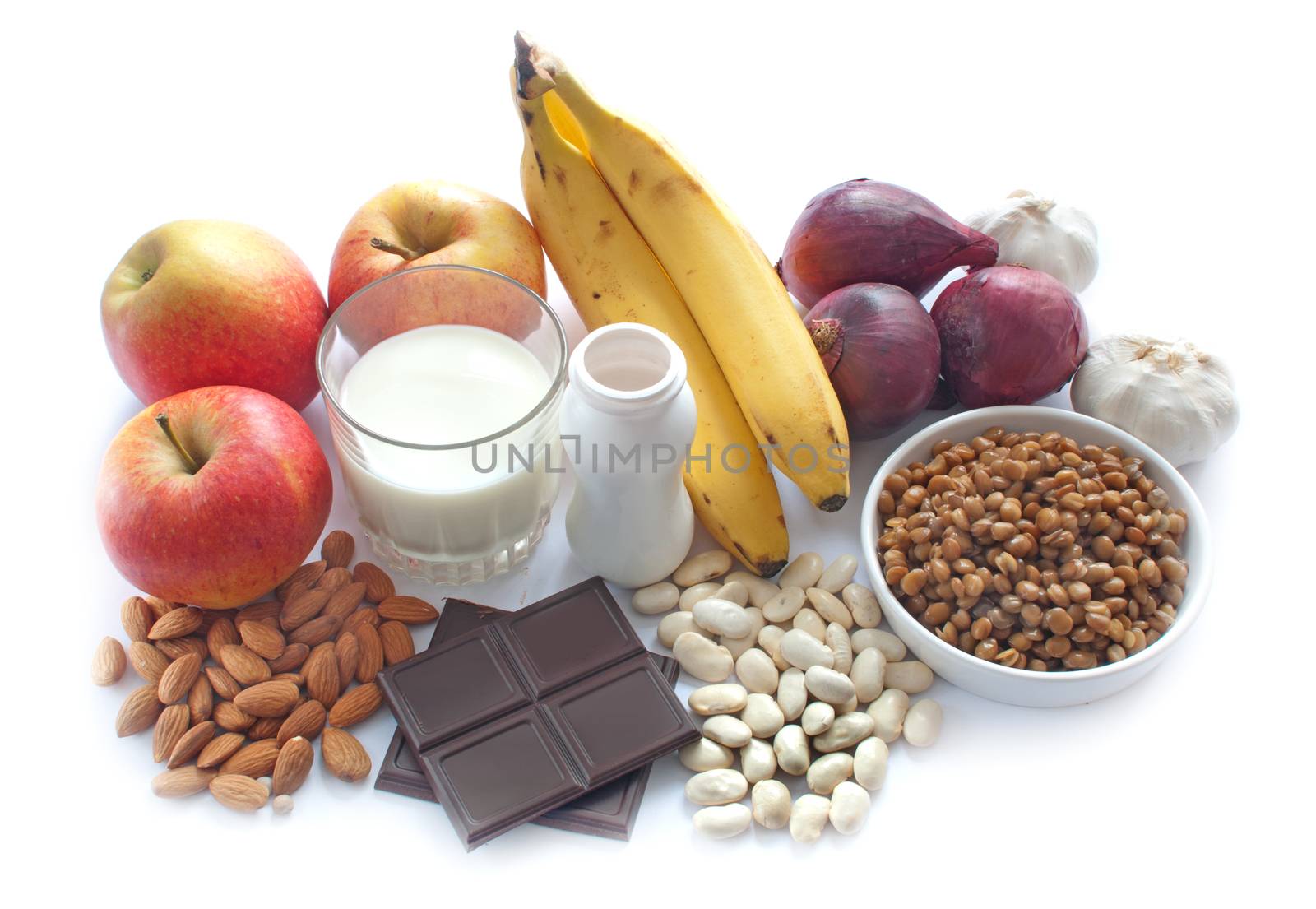 Probiotic (or prebiotic) rich foods including pulses, nuts, fruit and milk products, good for immunity and the gut  